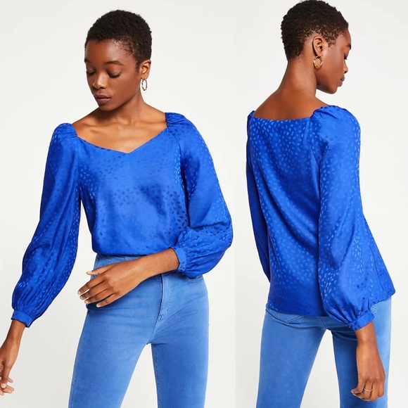 NWT Ann Taylor Petite Puff Sleeve V-Neck Top XLP - Picture 11 of 11